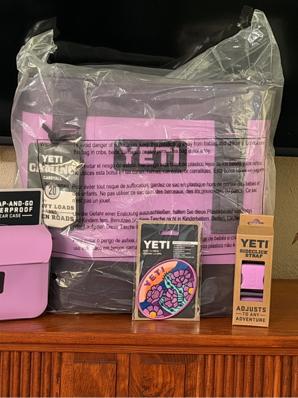 YETI Desert Bloom Set Pink & Purple Camino Accessories Bundle - Patch & Strap